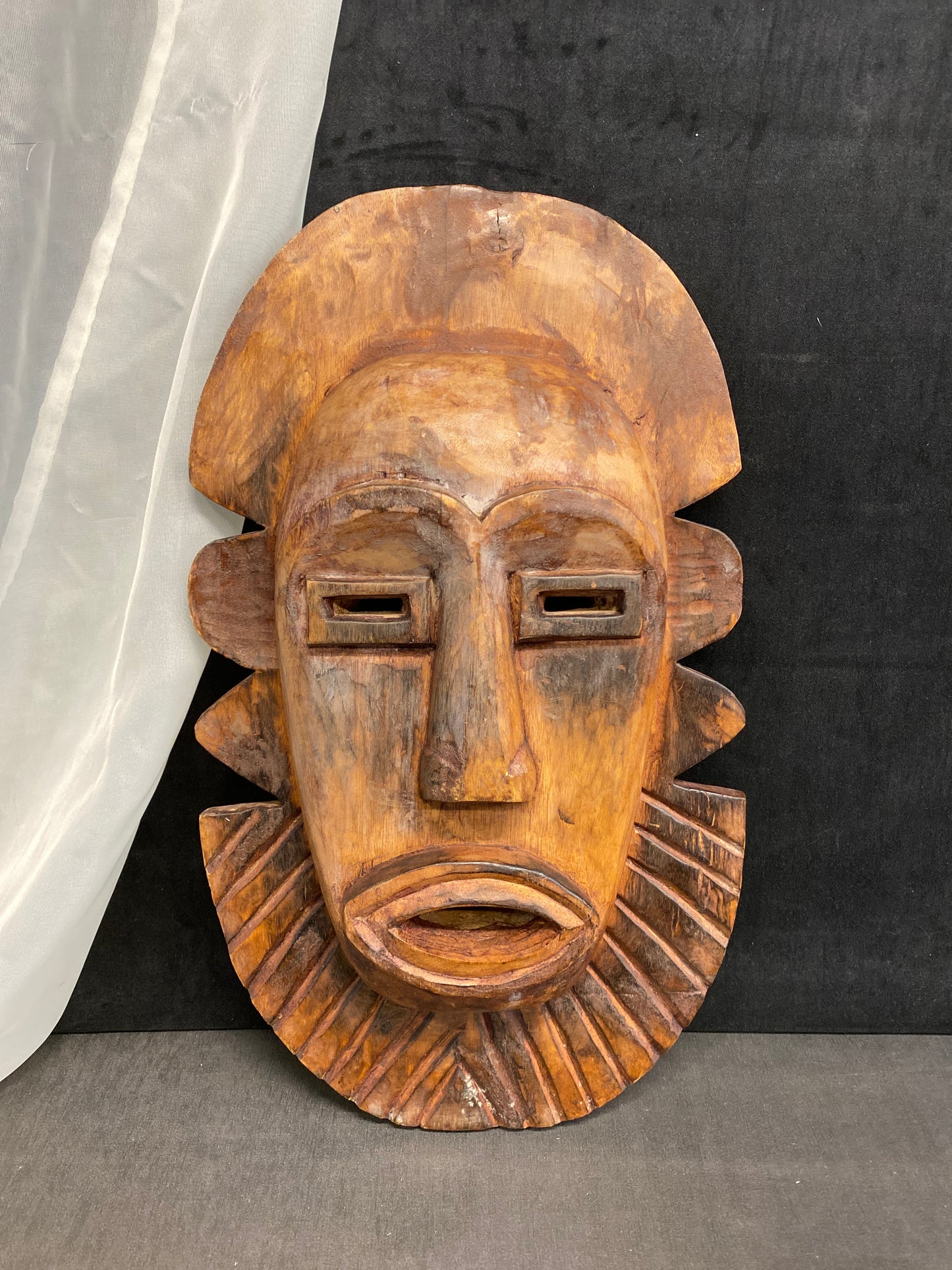 Carved Wood Mask - Light Brown