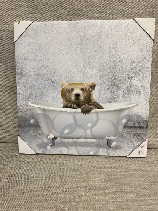 NEW! Canvas Art "Baby Bear Bath"