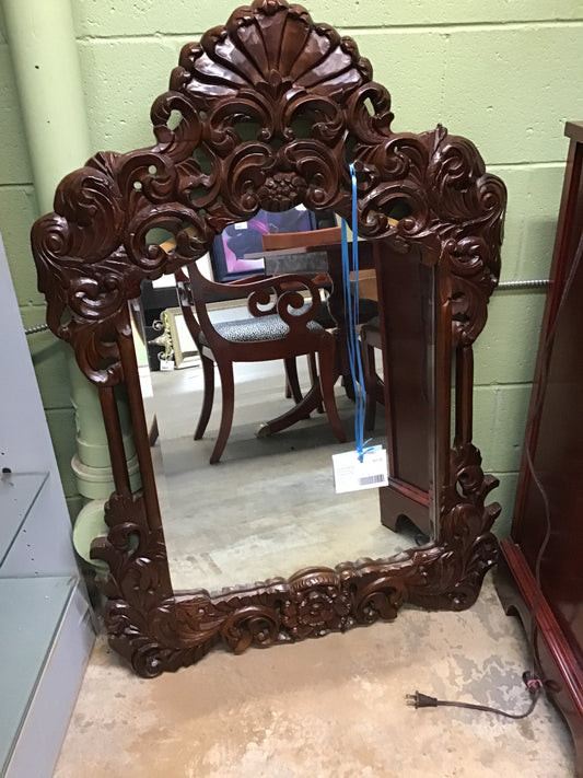 Carved Wood Frame Mirror -CONDITION