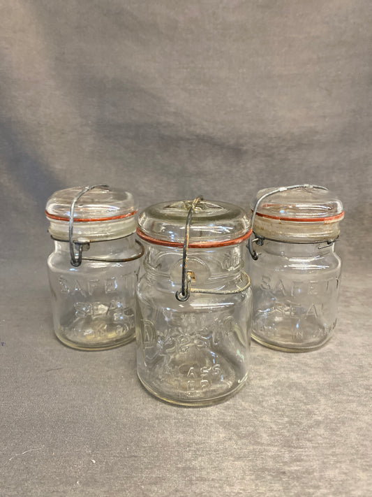 Set 3 Vintage Glass Storage Jars