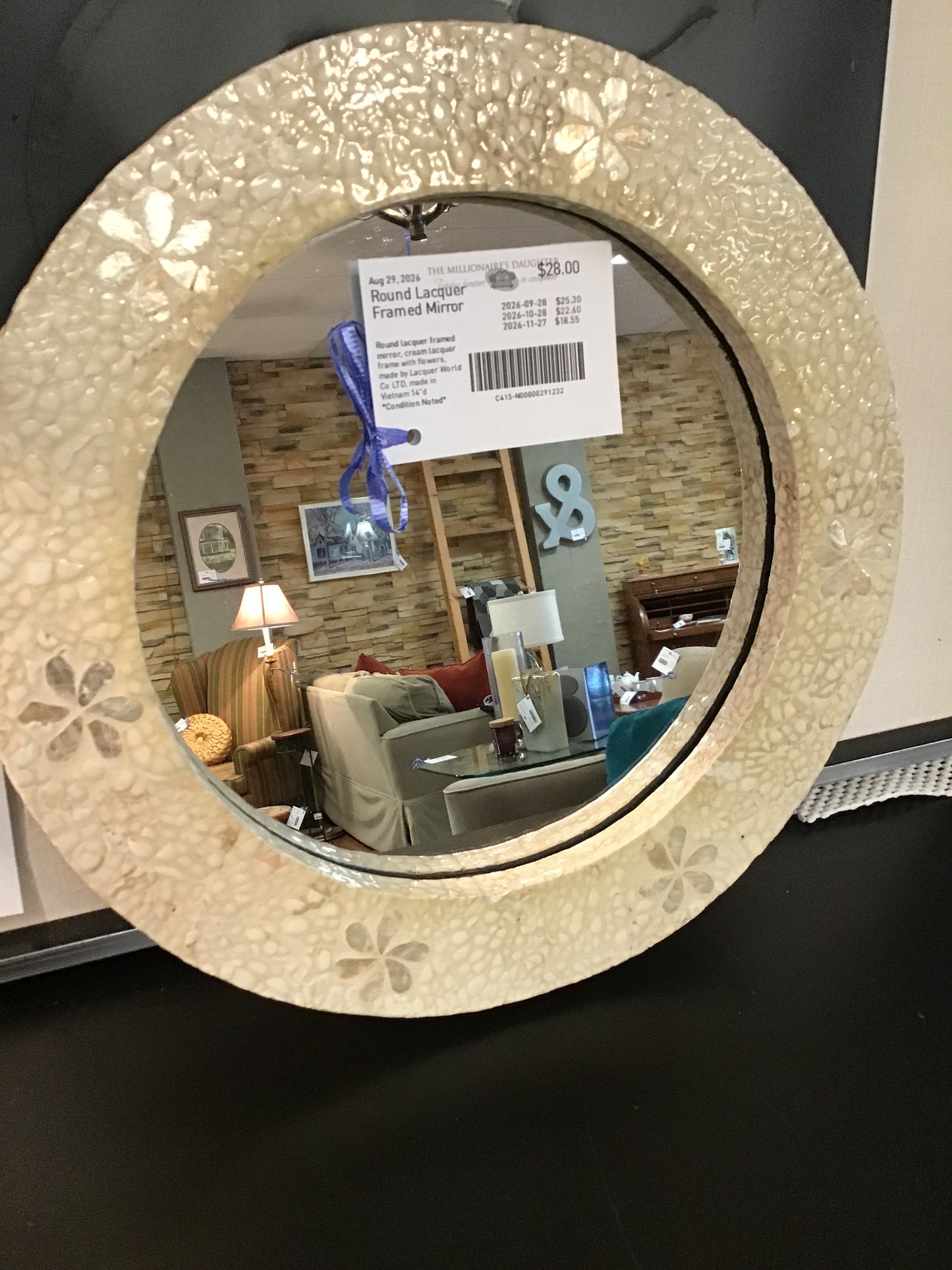 Round Lacquer Framed Mirror