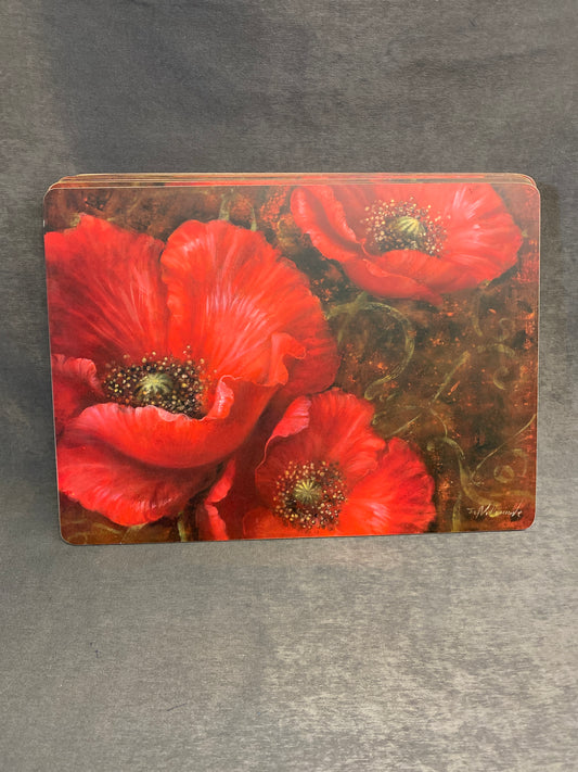 Segull Studios SET 8 Placemats - Red Poppies