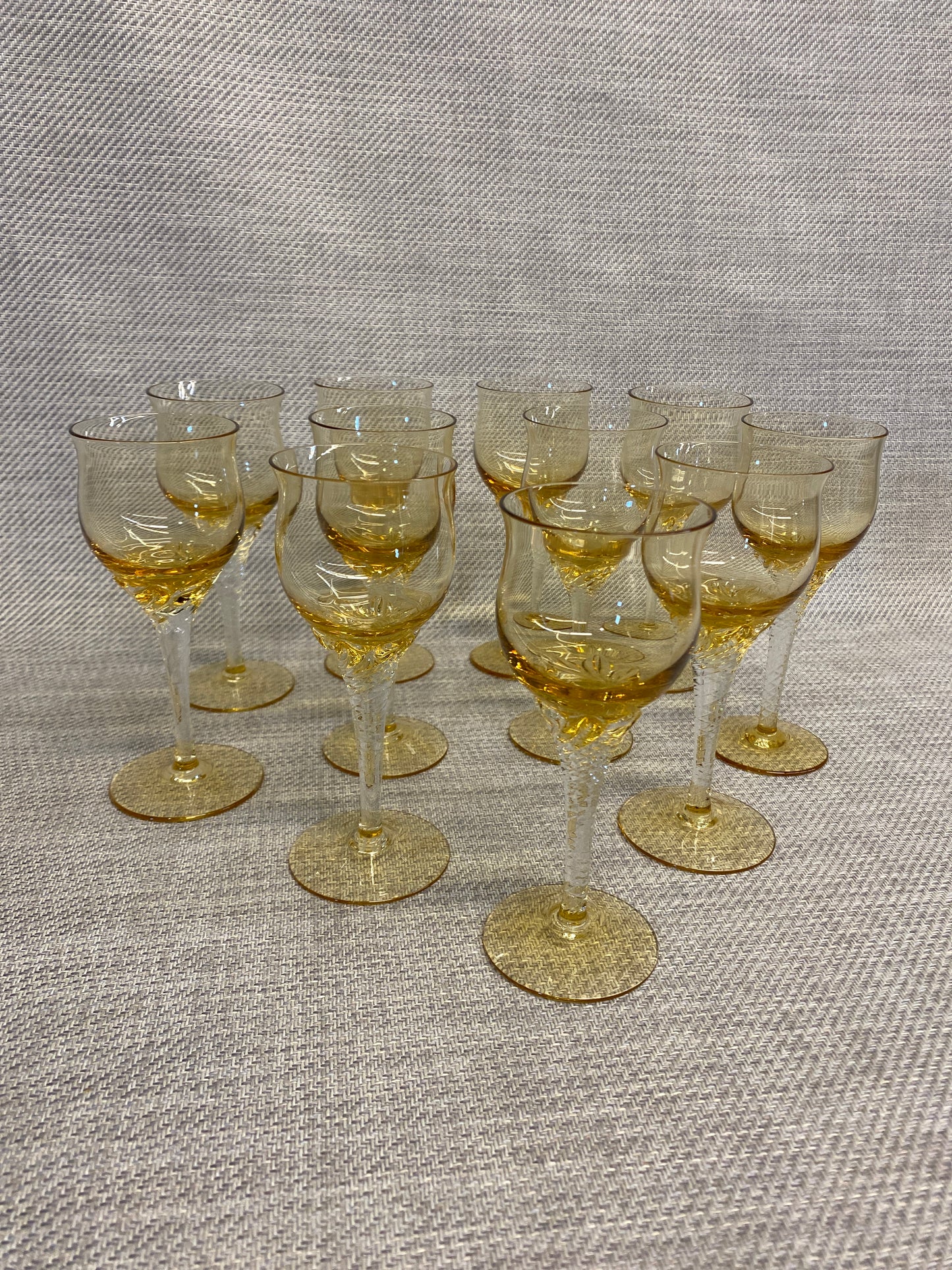 Set 11 Twist Stem Wine Glasses - Yellow