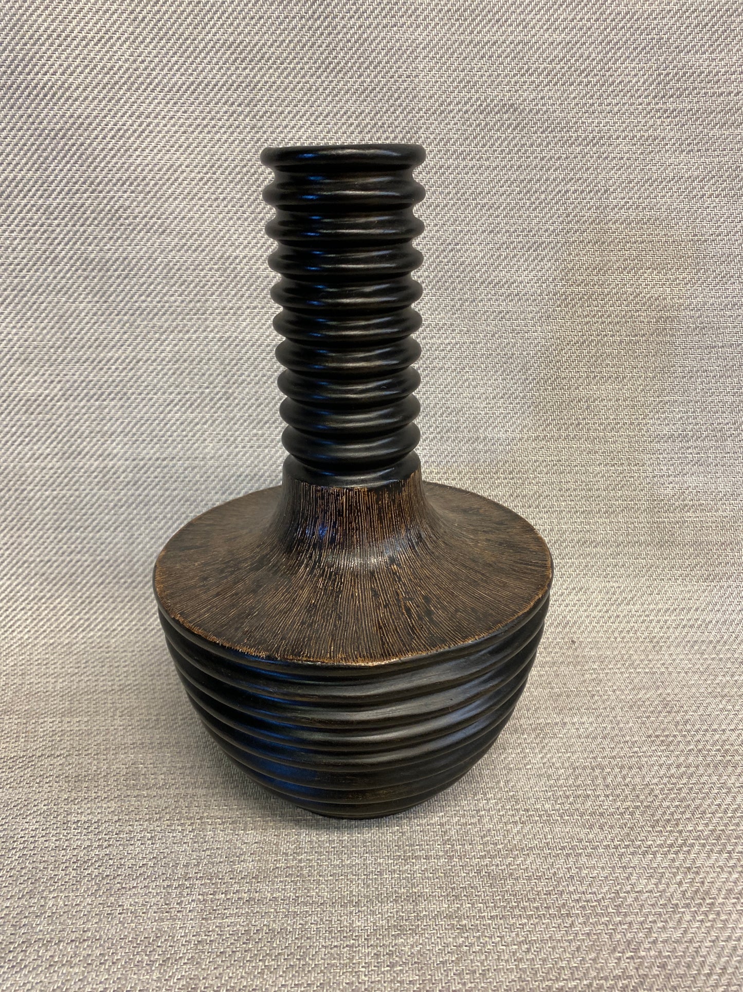 Ribbed Vase - Brown