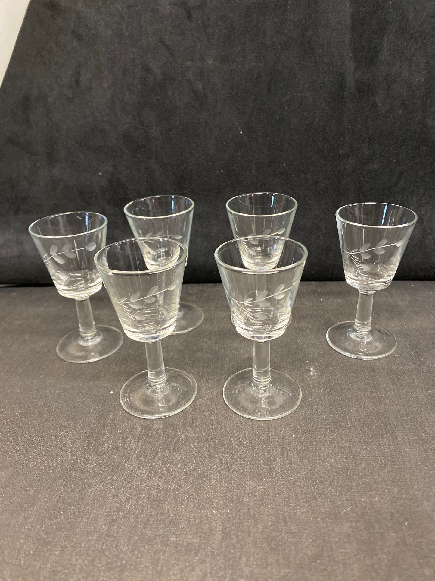 Set 6 Cordial Glasses - Etched Flower