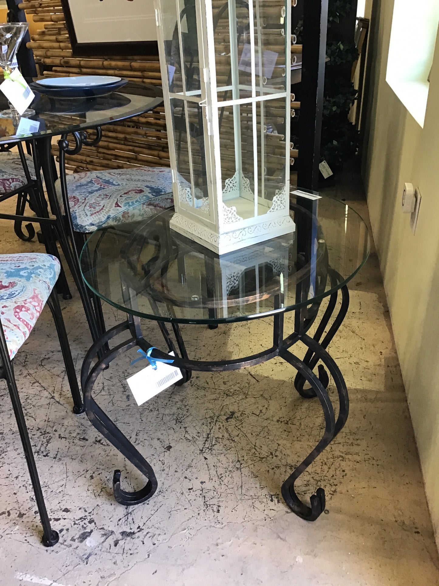 Oval Glass/Metal Side Table