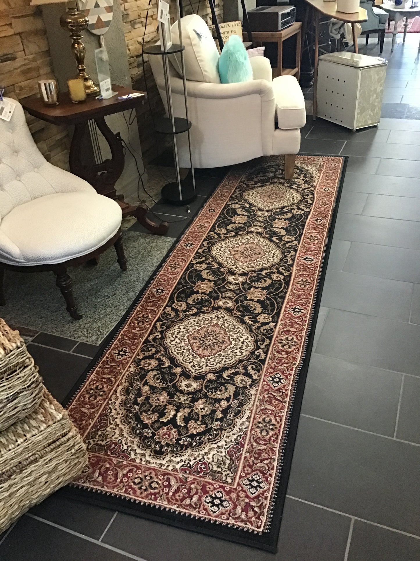 'Oriental Plus' Black Floor Runner