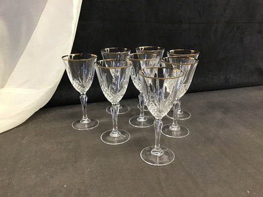 Set 8 Cristal De Flandre Wine Glasses