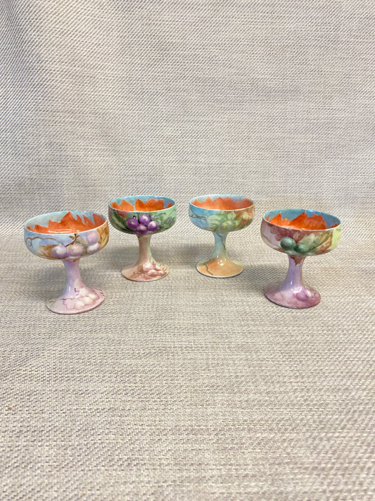 Set 4 Vintage Limoges Hand Painted Cups