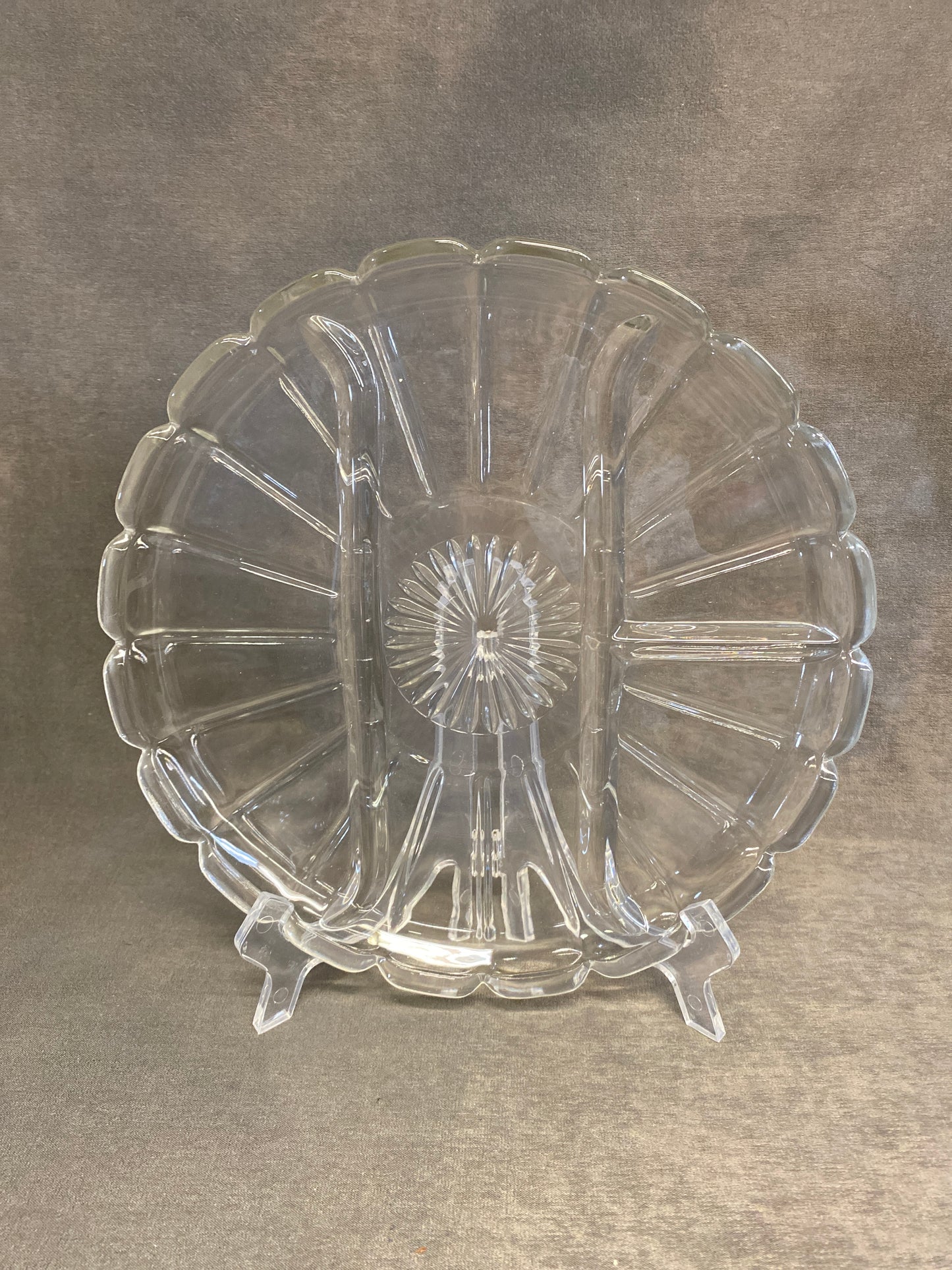 Vintage Glass Divided Dish - Round