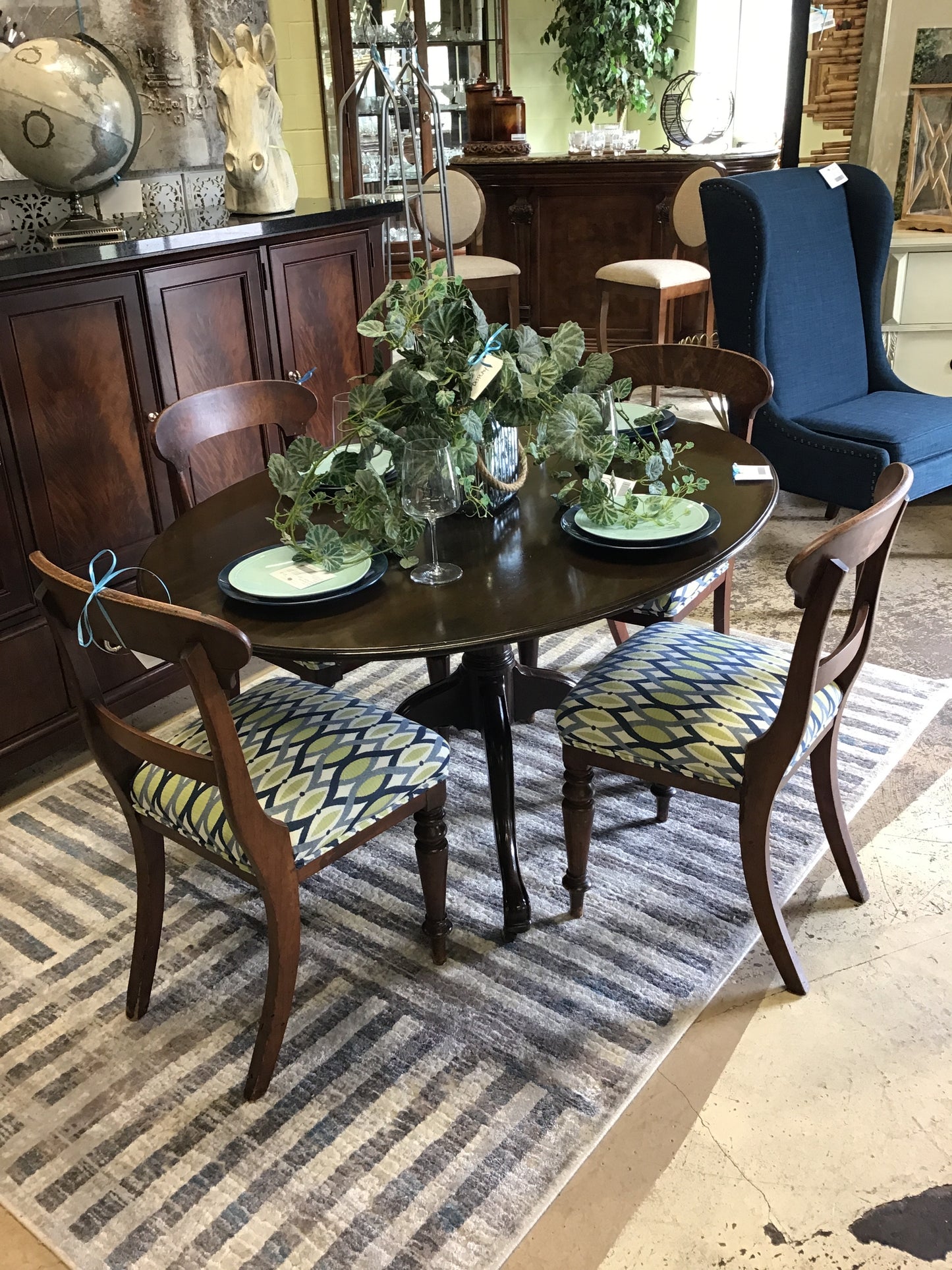 Vintage Oval Dining Table & 4 Chairs