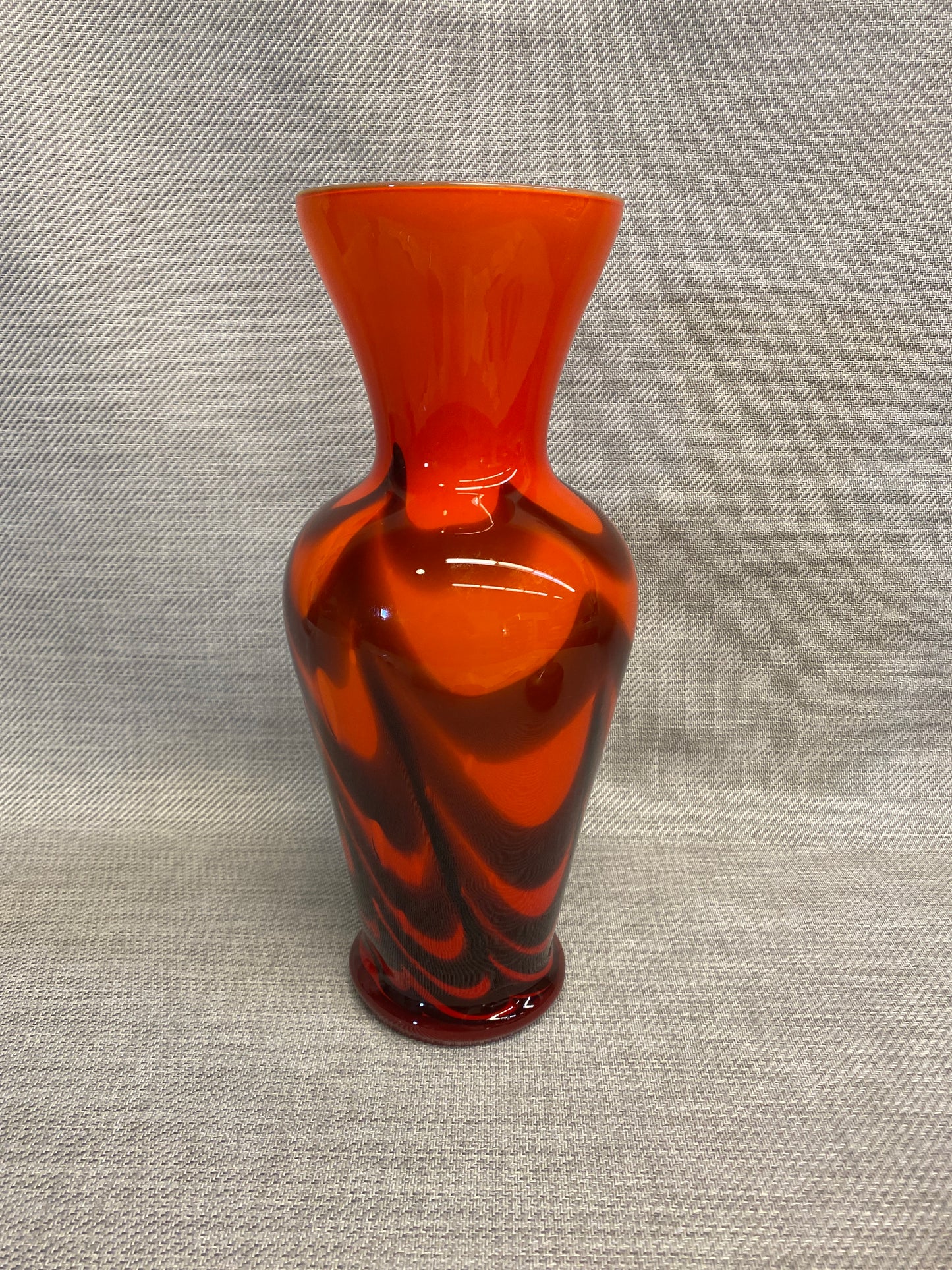 Art Glass Vase - Orange & Black
