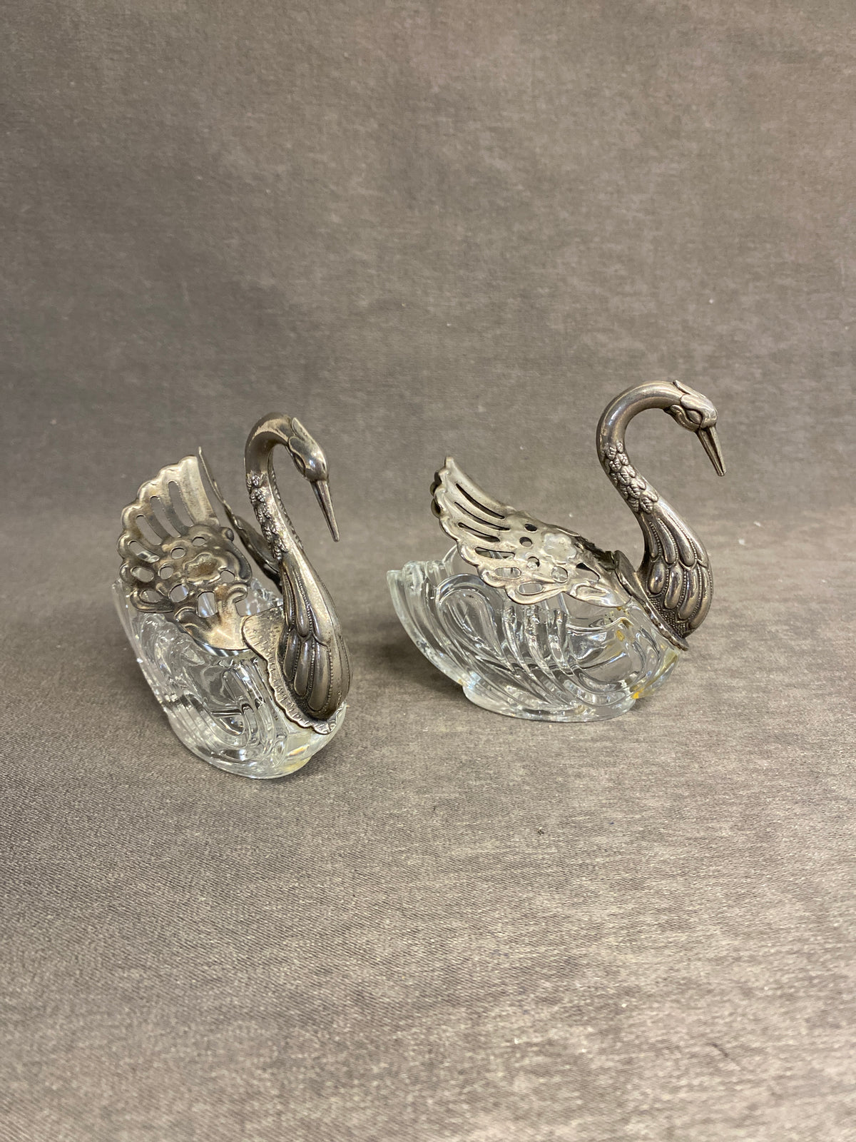 PAIR Birks Swan Salt Cellars