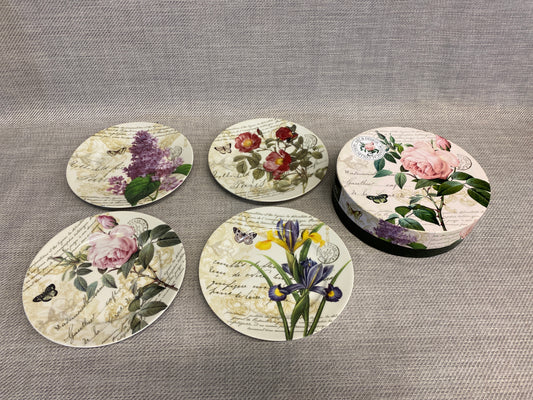 Boxed Set of 4 Dessert Plates - Flowers