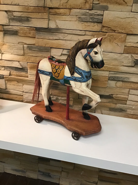 Antique Wooden Horse Pull Toy