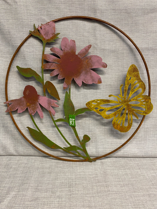 NEW! Metal Wall Decor - Butterfly & Flowers