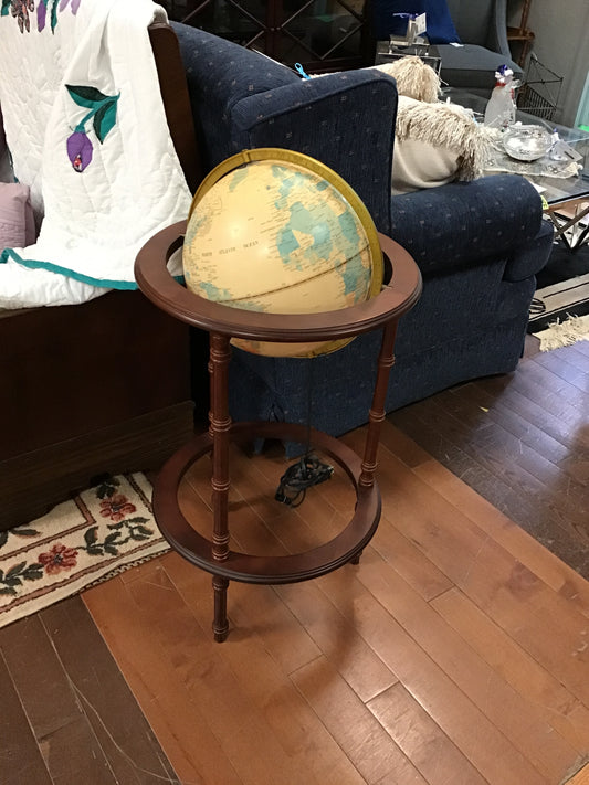 Antique Fucashun Globe Lamp w Stand